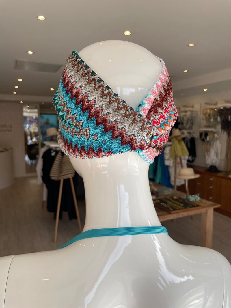 Missoni Chevron Headband in Pink and Blue