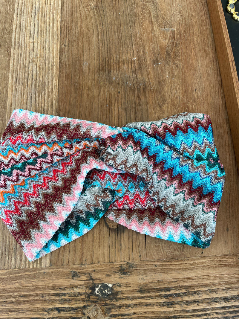 Missoni Chevron Headband in Pink and Blue