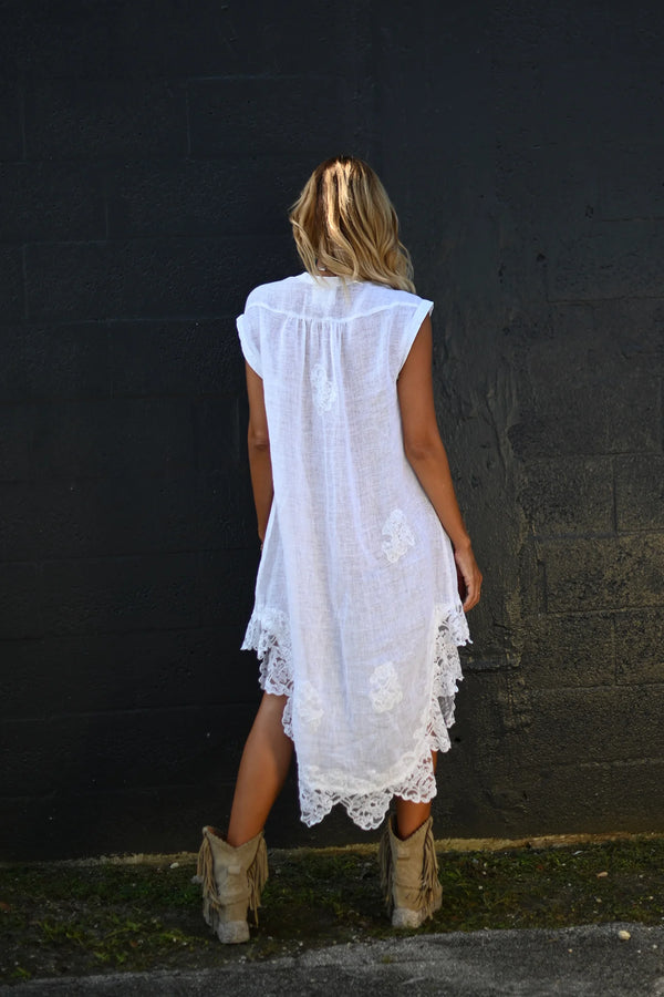 Muche & Muchette Button Shirt Dress in White 15% OFF