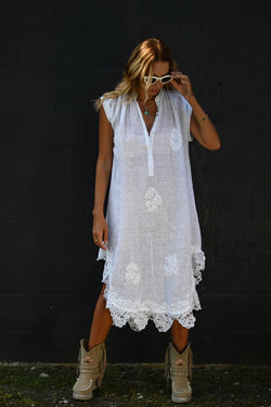 Muche & Muchette Button Shirt Dress in White 15% OFF