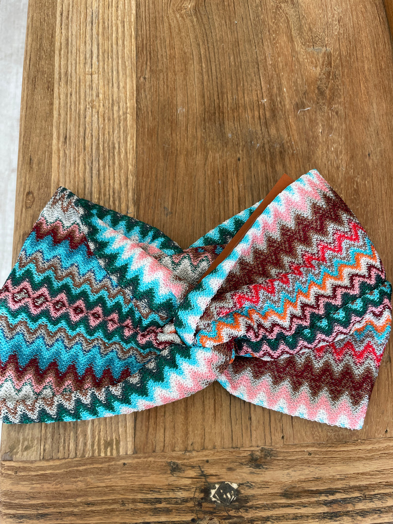 Missoni Chevron Headband in Pink and Blue