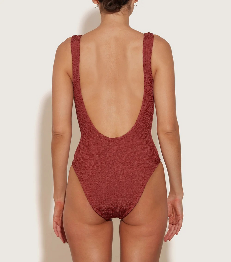 HunzaG Square Neck One Piece in Rosewood