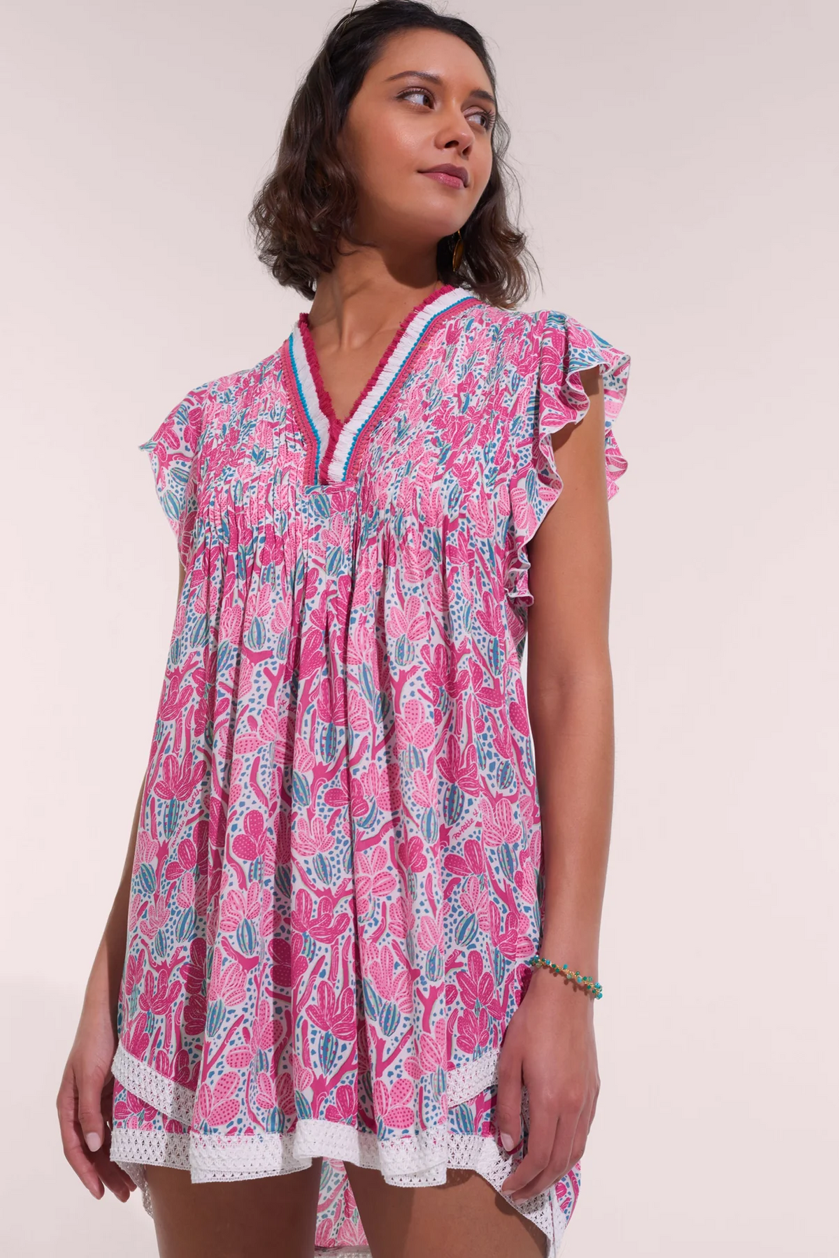 Poupette Sasha Dress Pink Cactus Print Rumpus Resort