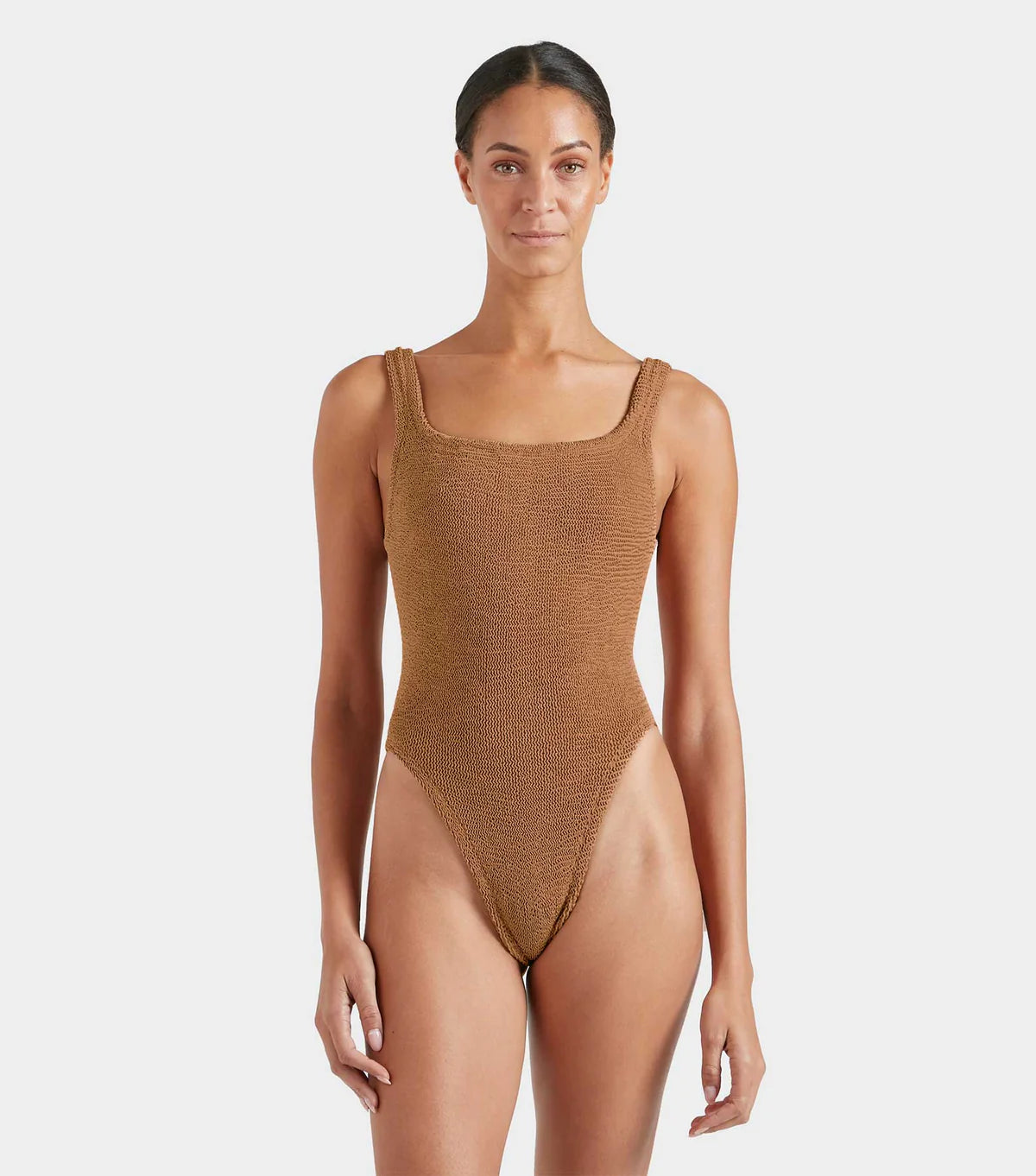 HunzaG Square Neck One Piece in Metallic Cocoa