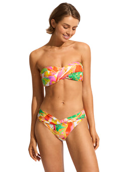 Seafolly Wonderland Twist Bandeau and Twist Hipster Bikini Set in Fuchsia Rose 15% OFF