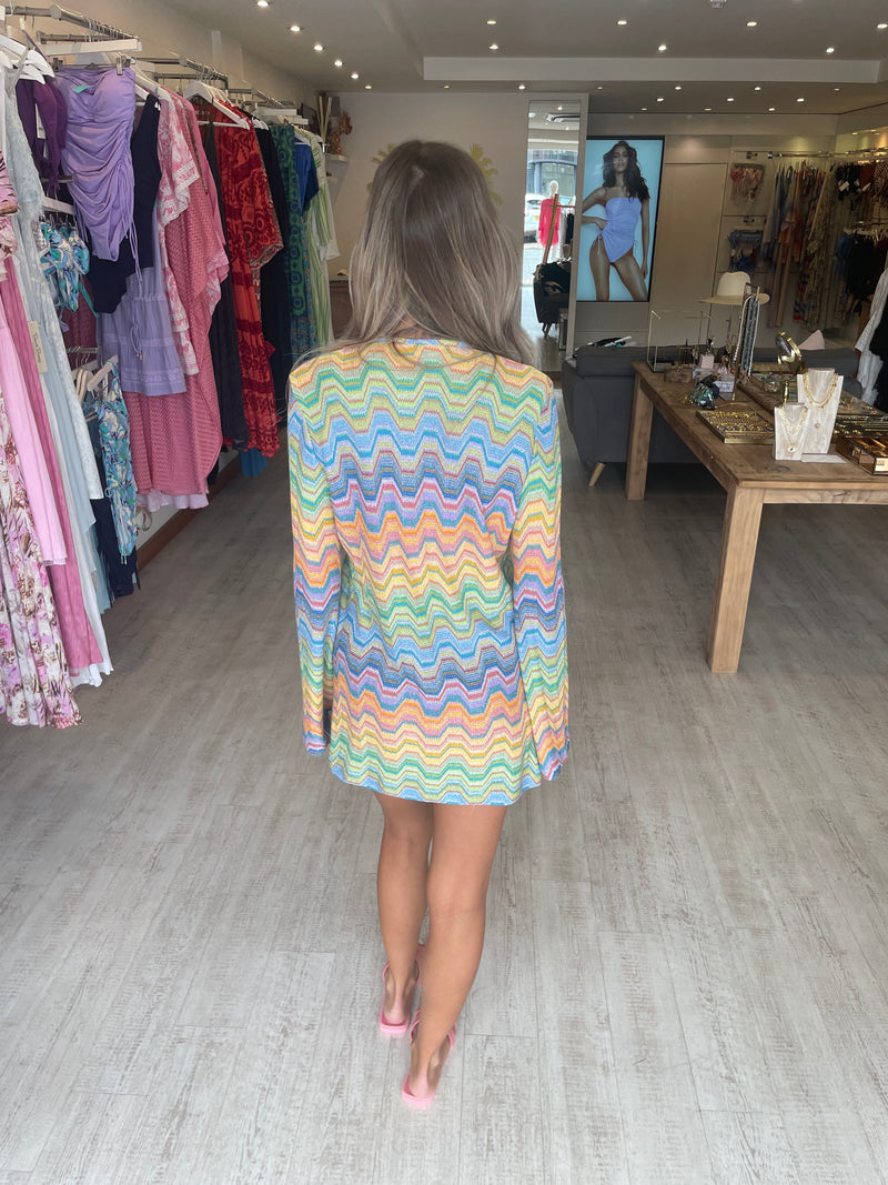 Valerie Khalfon Wave Knit Mini Dress in Multi 15% OFF