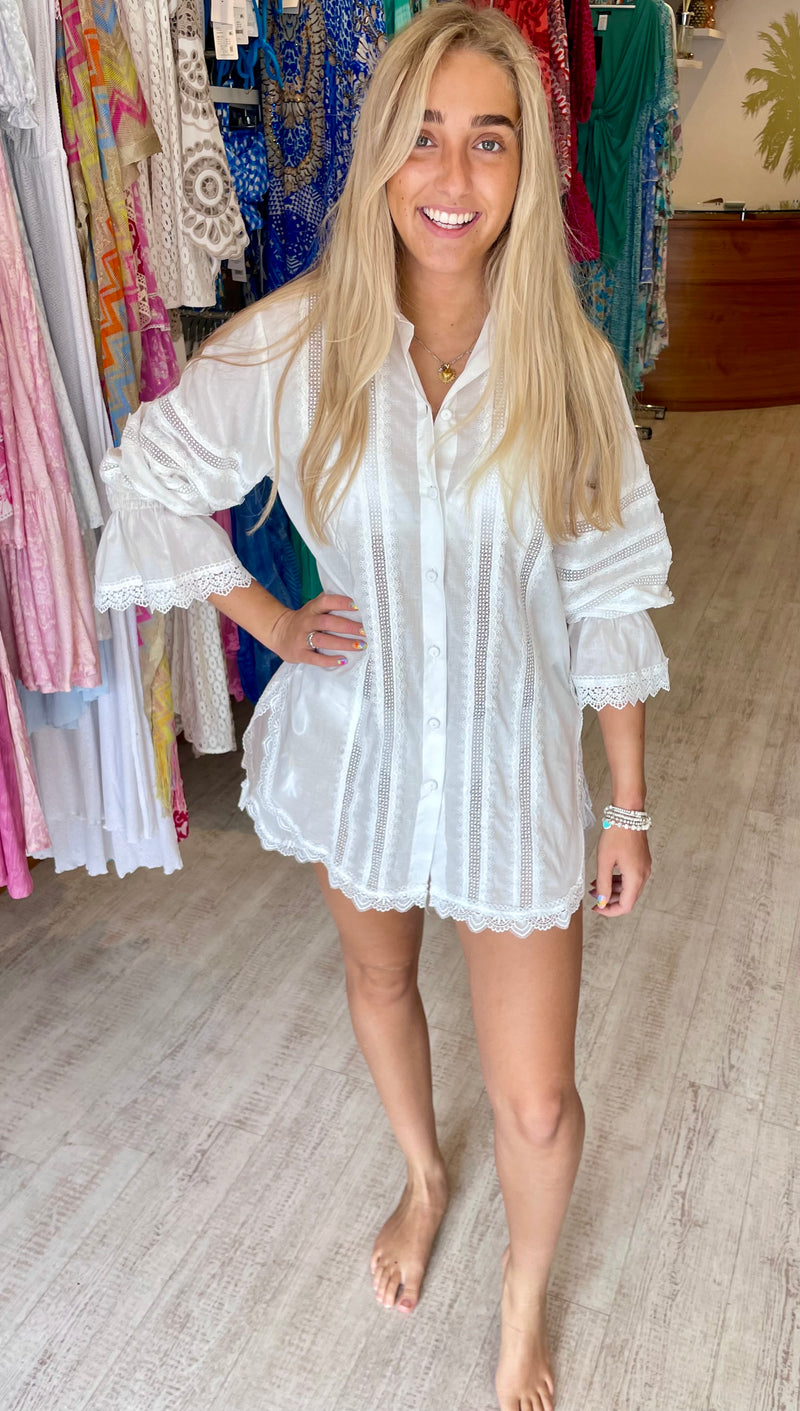 Waimari Catalana Shirt Dress in Off White