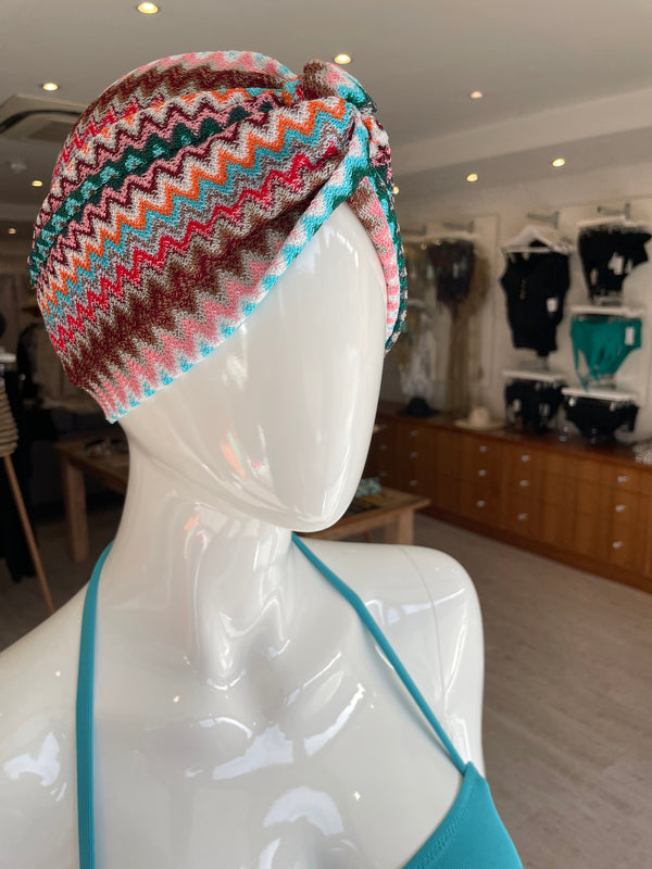 Missoni Chevron Headband in Pink and Blue