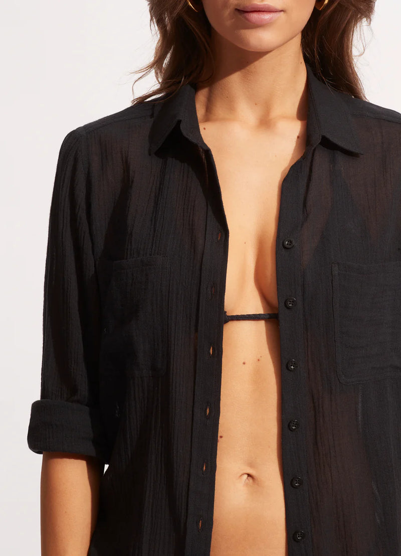 Seafolly Breeze Beach Shirt in Black