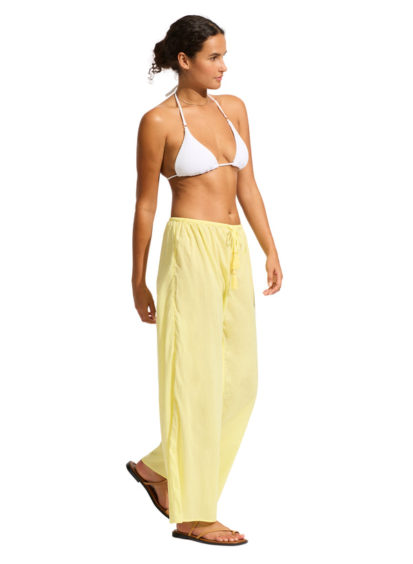 Seafolly Garden Party Cotton Beach Pant in Lime Light 15% OFF