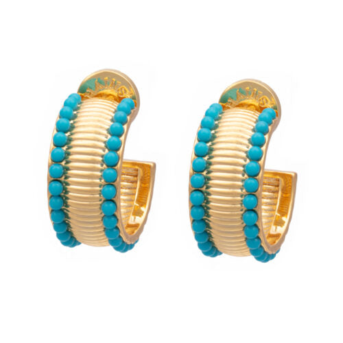 Talis Chains Manhattan Flat Hoop Turquoise Earrings