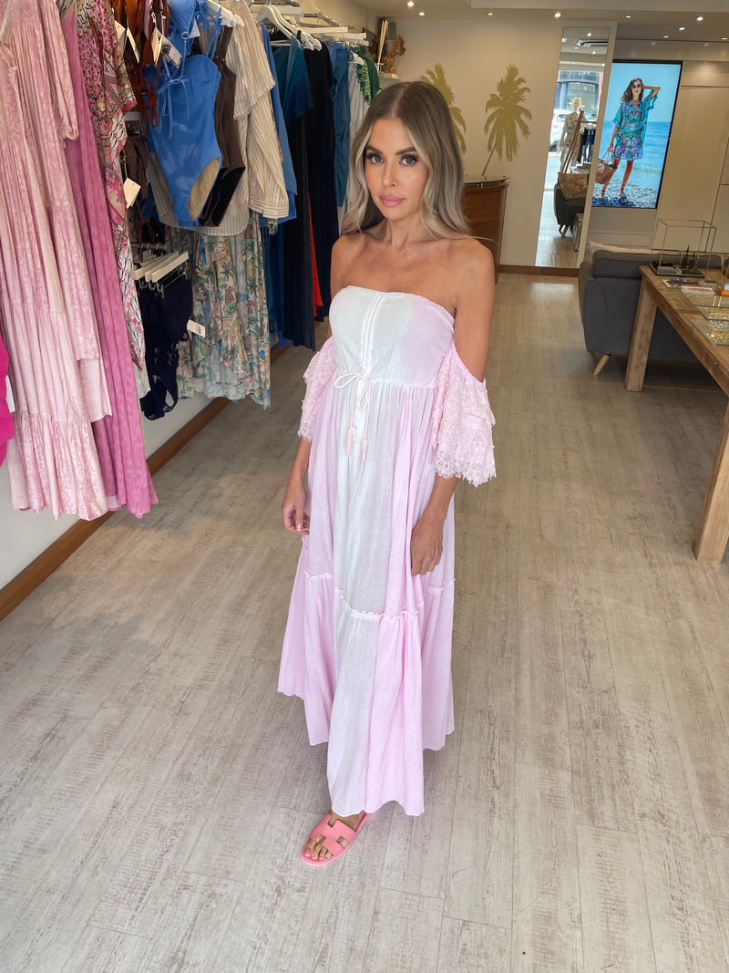 Les Néo Bourgeoises Ava Maxi Dress in Pink