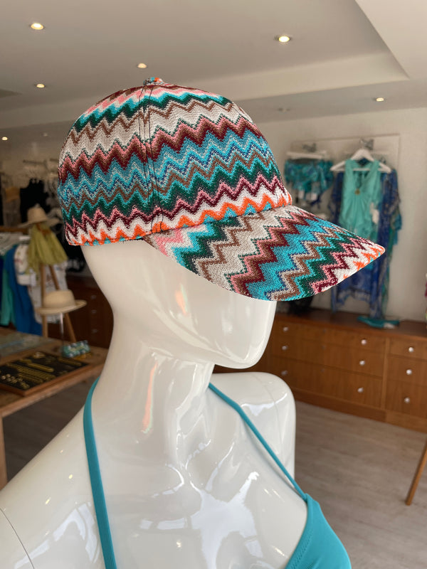 Missoni Zigzag Cap in Pink and Blue