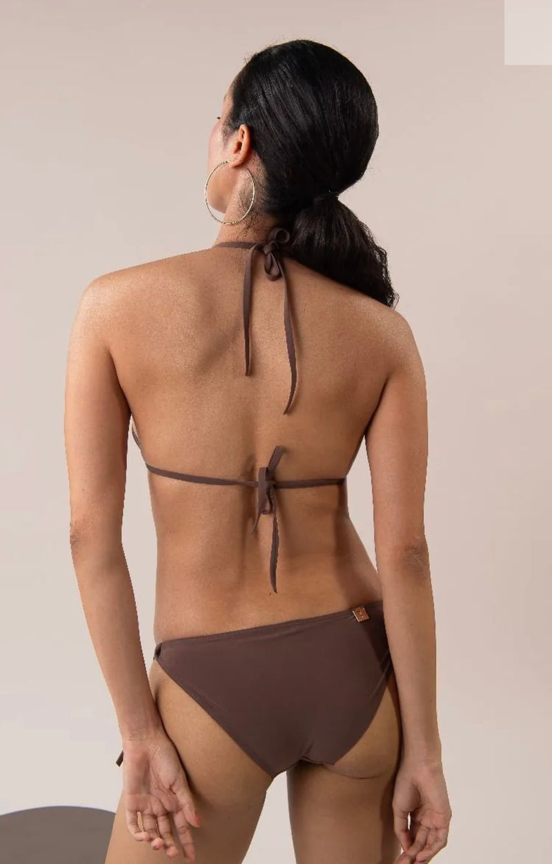 Tatiane De Freitas Mick Jagger Triangle Bikini Set in Brown