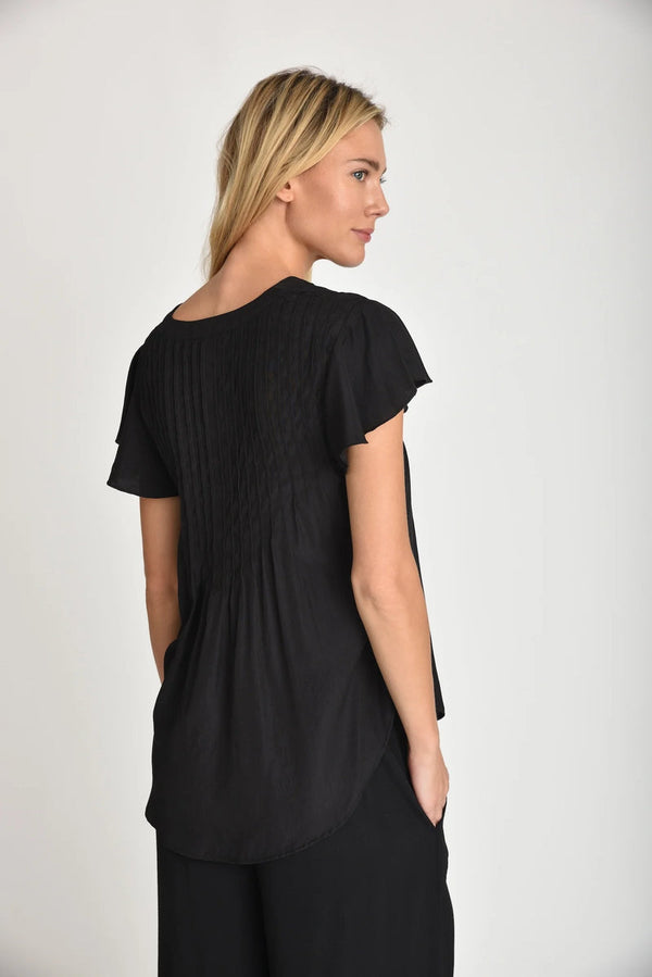 Muche & Muchette Hailey Flowy Silky Pleated Top in Black