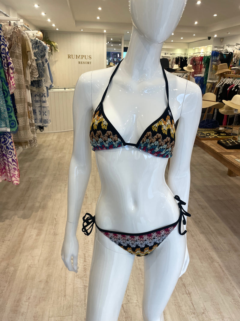 Missoni Lamé Lace Triangle Bikini Black