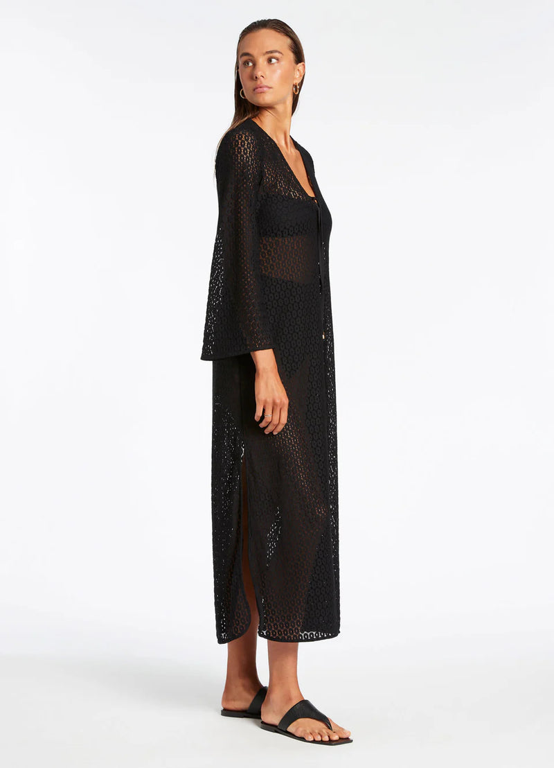 Jets Jetset Stretch Lace Maxi Kaftan in Black