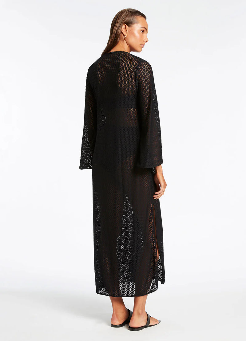 Jets Jetset Stretch Lace Maxi Kaftan in Black