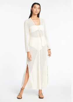 Jets Jetset Stretch Lace Maxi Kaftan in Cream