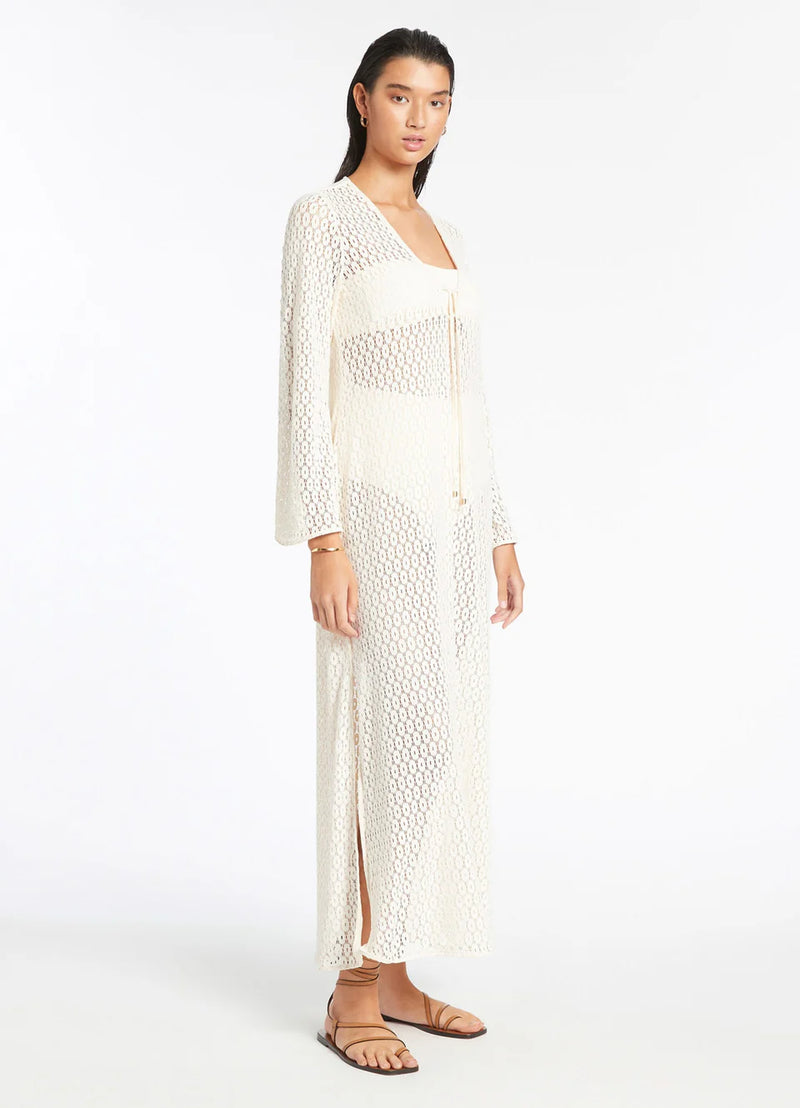 Jets Jetset Stretch Lace Maxi Kaftan in Cream