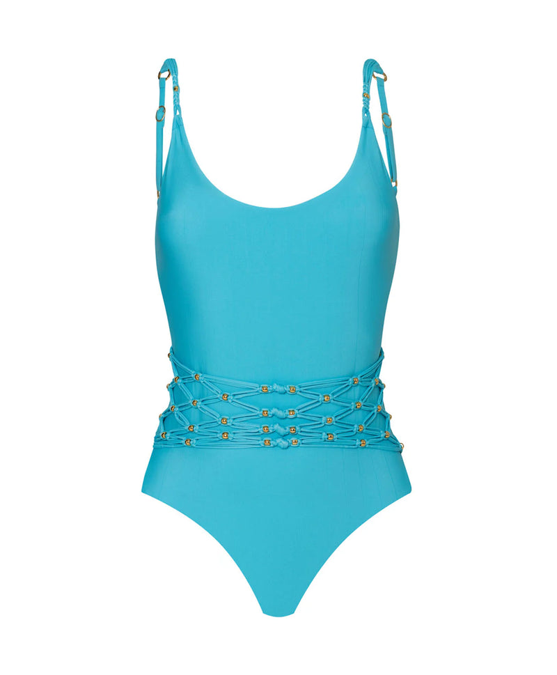 PQ Swim Beaded Brynn One Piece Turquoise