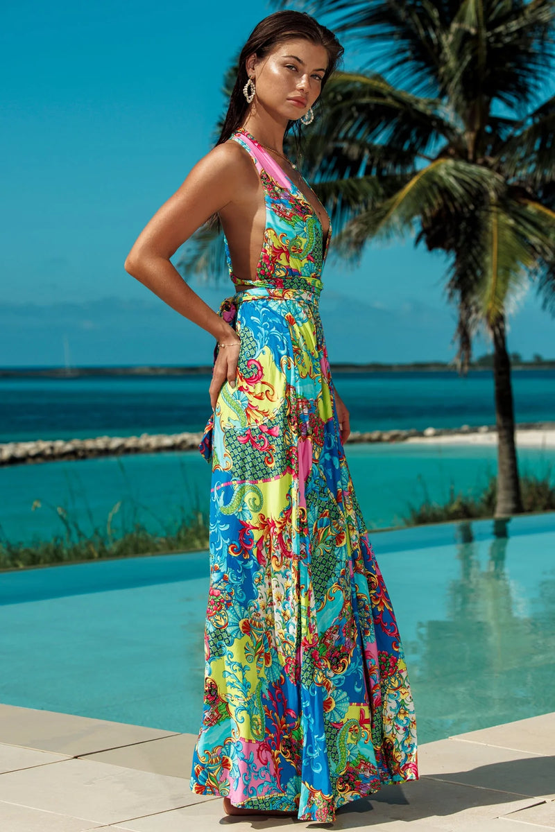 Luli Fama La Costa Convertible Maxi Dress