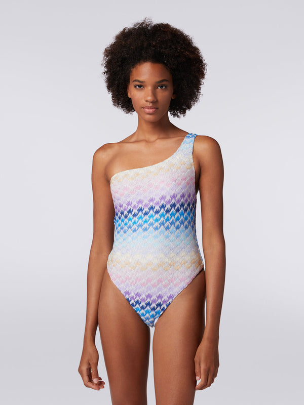 Missoni Striped Metallic Crochet Knit One Piece in Blue -  FINAL REDUCTIONS