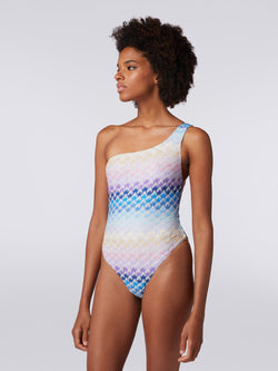 Missoni Striped Metallic Crochet Knit One Piece in Blue -  FINAL REDUCTIONS