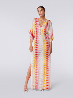 Missoni Striped Metallic Crochet Knit Long Kaftan in Red -  FINAL REDUCTIONS