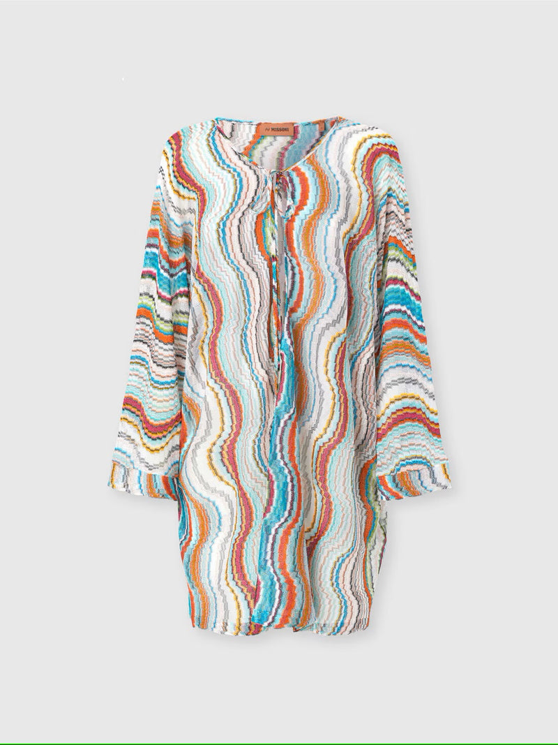 Missoni Long Sleeve Cover Up Kaftan in Lamé Wave