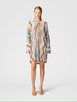 Missoni Long Sleeve Cover Up Kaftan in Lamé Wave