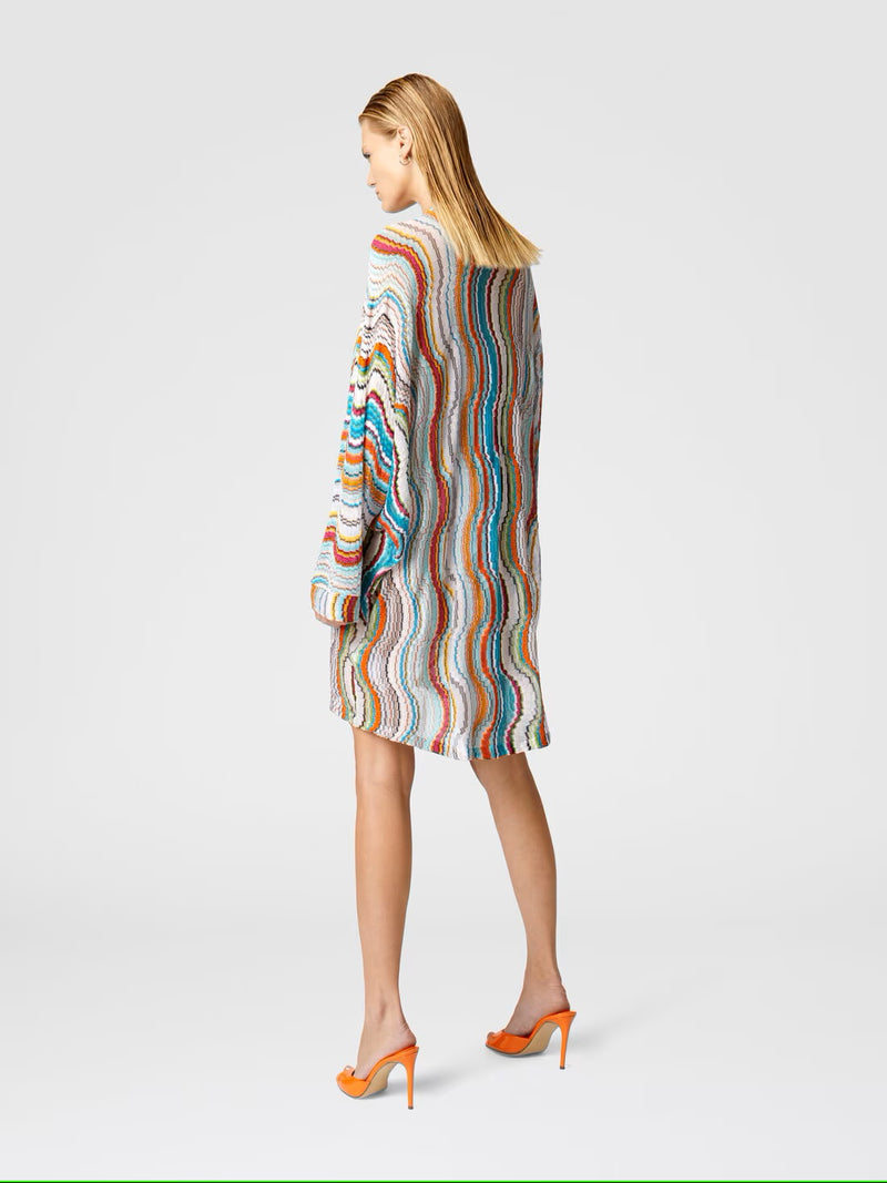 Missoni Long Sleeve Cover Up Kaftan in Lamé Wave