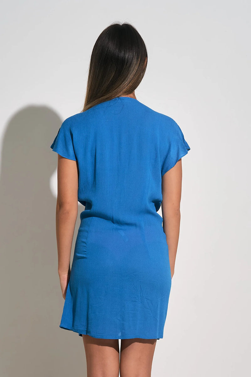 Elan Short Front Tie Cover Up in Blue