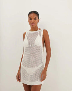 Vix Knit Erika Short Cover Up in Off White