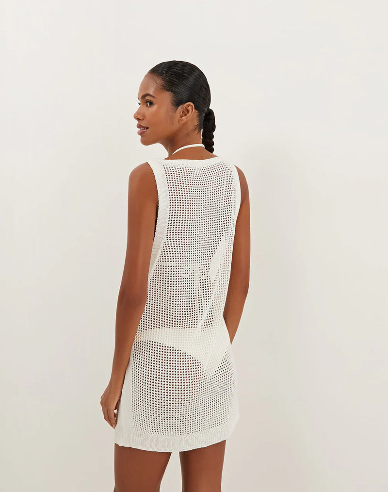 Vix Knit Erika Short Cover Up in Off White