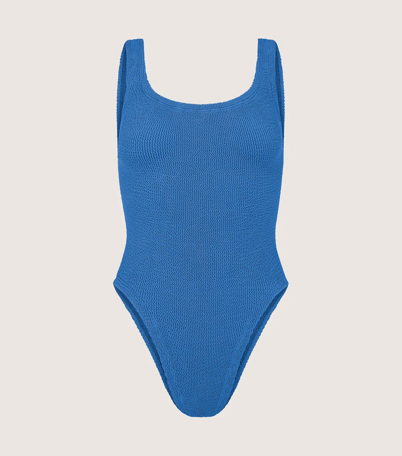 HunzaG Square Neck One Piece in Metallic Denim