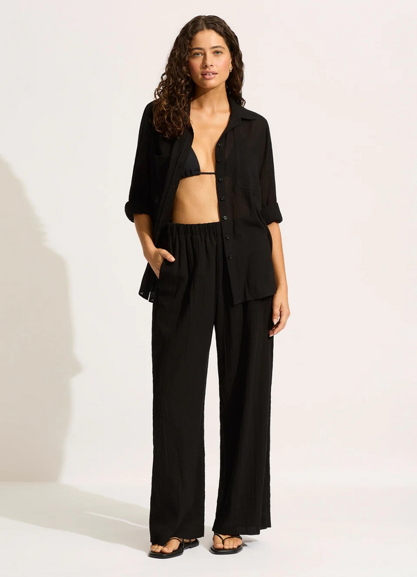 Seafolly Crinkle Beach Pant in Black