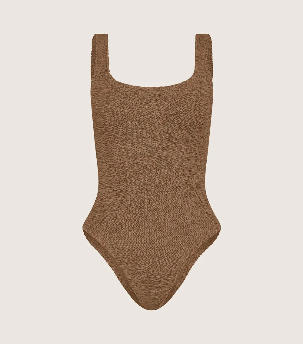 HunzaG Square Neck One Piece in Metallic Cocoa