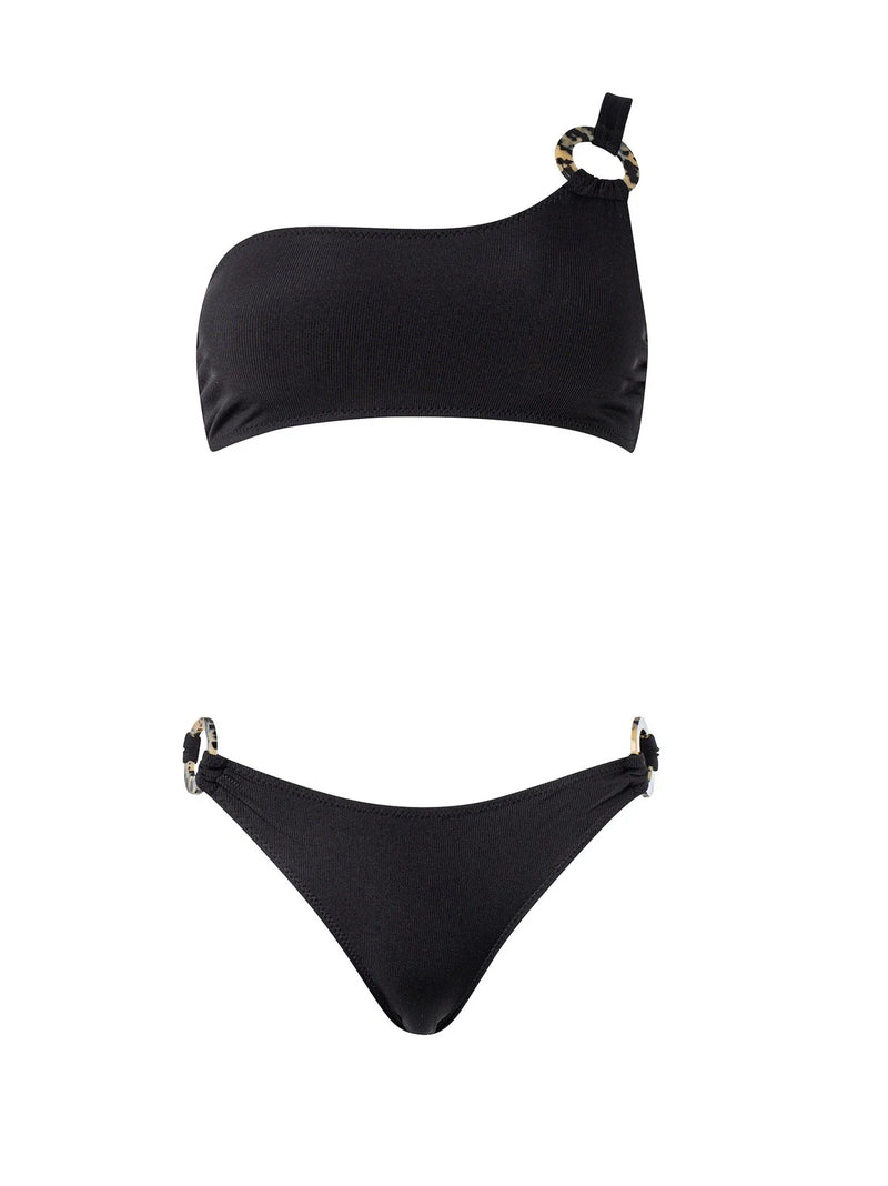 Holyday Lyla Black One Shoulder Bikini Set