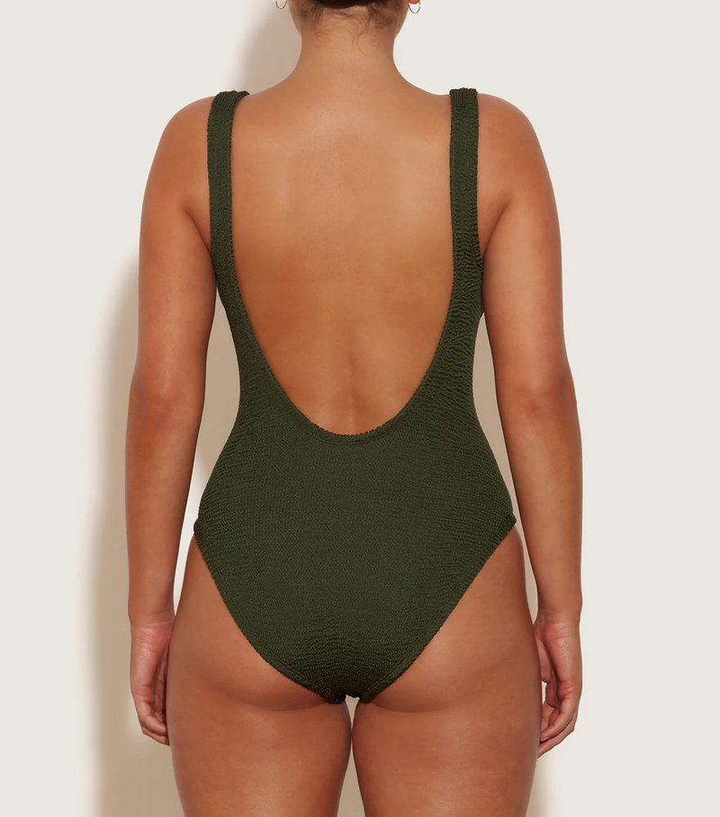 HunzaG Square Neck One Piece in Metallic Khaki