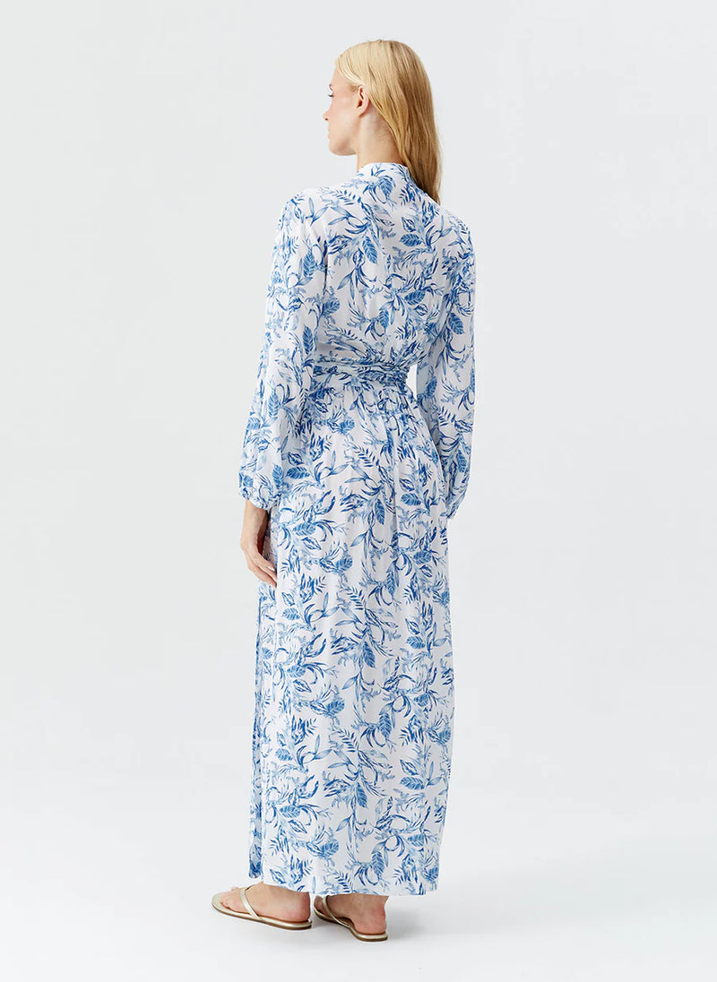 Melissa Odabash Rachel Maxi Wrap Dress Blue Leaf