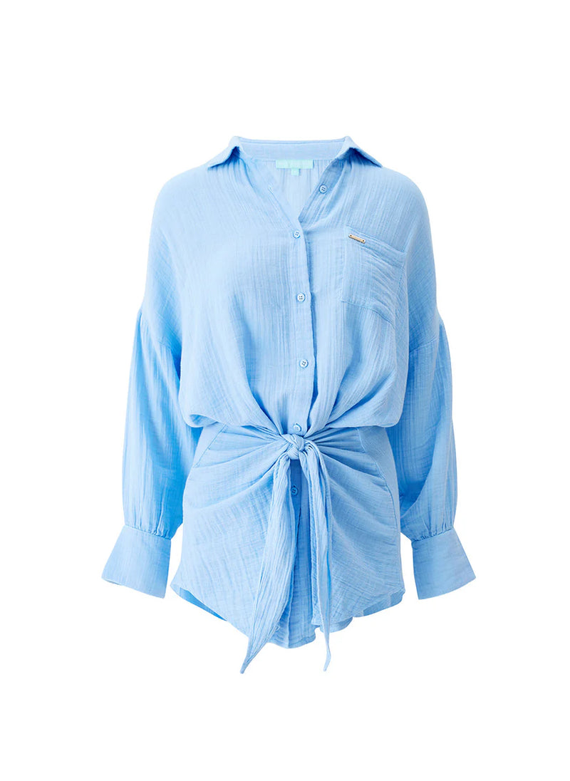 Melissa Odabash Sara Shirt Dress Dusty Blue