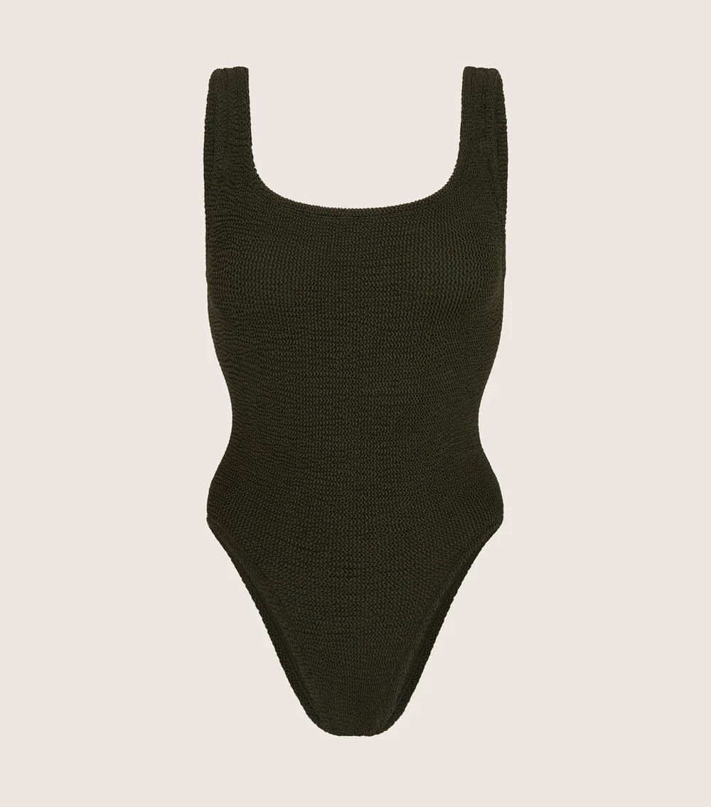 HunzaG Square Neck One Piece in Metallic Khaki